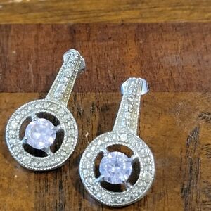 Silver and Purple Gemstone Earrings